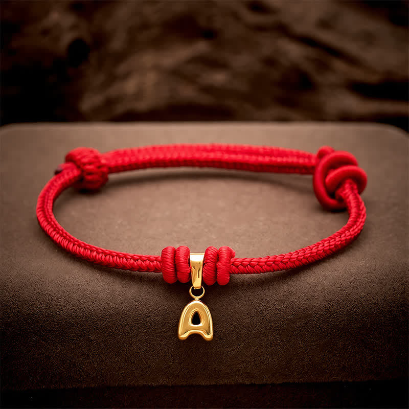 Buddha Stones Bracelet de foi en acier titane avec lettre et cordon rouge - image 4