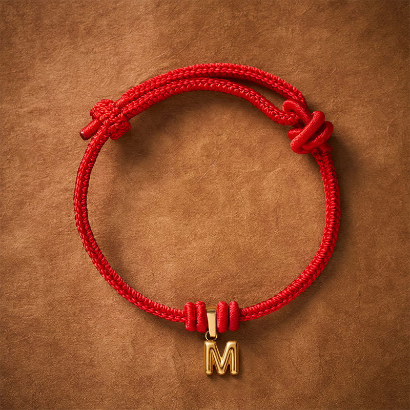 Buddha Stones Bracelet de foi en acier titane avec lettre et cordon rouge - M - 6,7–7,5 po (17–19 cm) - image 35