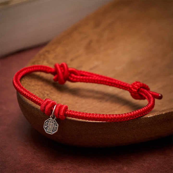 Buddha Stones Bracelet Bagua en argent sterling 925 avec cordon rouge - image 4