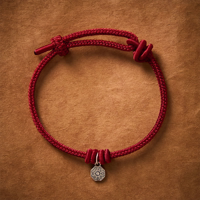 Buddha Stones Bracelet Bagua en argent sterling 925 avec cordon rouge - Cordon rouge foncé - 6,7–7,5 po (17–19 cm) - image 11