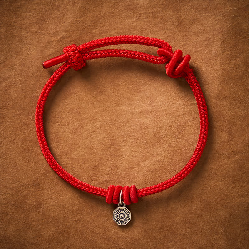 Buddha Stones Bracelet Bagua en argent sterling 925 avec cordon rouge - image 1