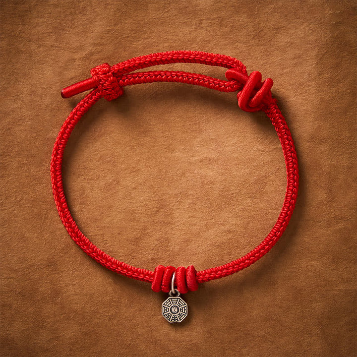 Buddha Stones Bracelet Bagua en argent sterling 925 avec cordon rouge - image 1