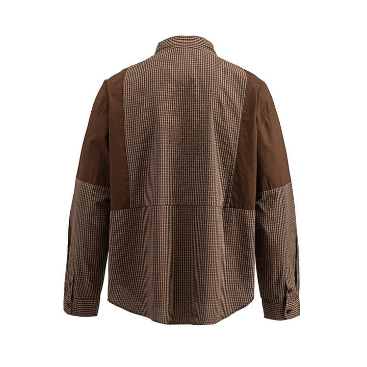 Buddha Stones Chemises à carreaux vintage à manches longues pour homme, avec poches, style printemps-automne - image 3