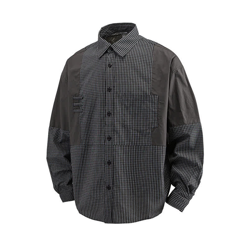 Buddha Stones Chemises à carreaux vintage à manches longues pour homme, avec poches, style printemps-automne - image 10