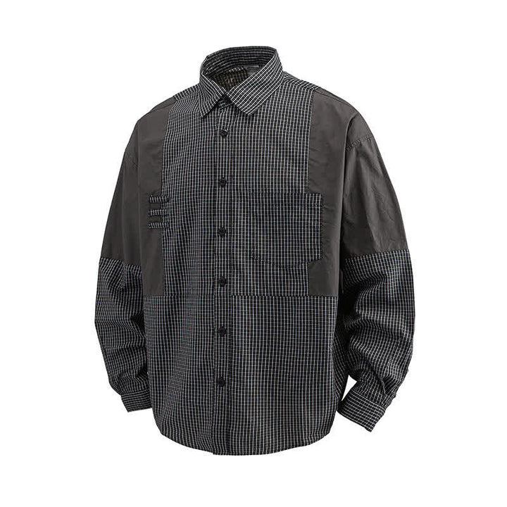 Buddha Stones Chemises à carreaux vintage à manches longues pour homme, avec poches, style printemps-automne - image 10