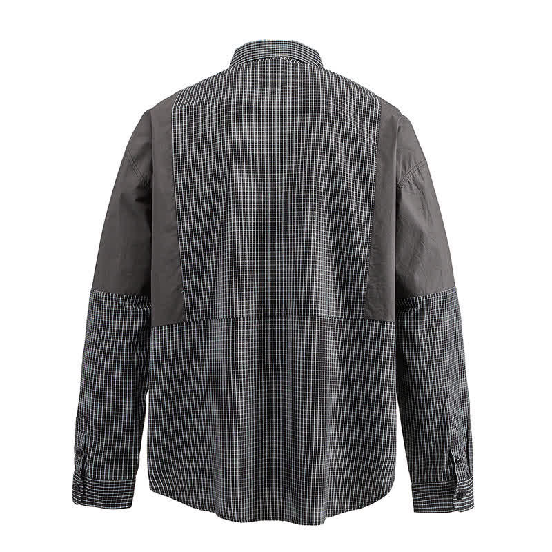 Buddha Stones Chemises à carreaux vintage à manches longues pour homme, avec poches, style printemps-automne - image 11