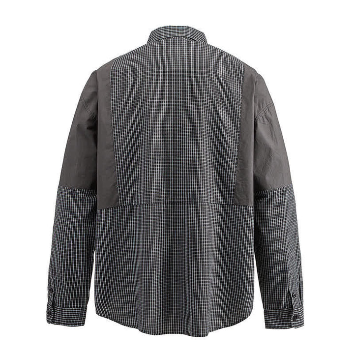 Buddha Stones Chemises à carreaux vintage à manches longues pour homme, avec poches, style printemps-automne - image 11