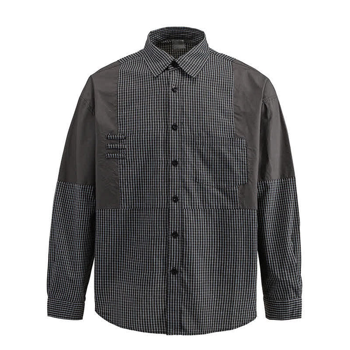 Buddha Stones Chemises à carreaux vintage à manches longues pour homme, avec poches, style printemps-automne - image 9