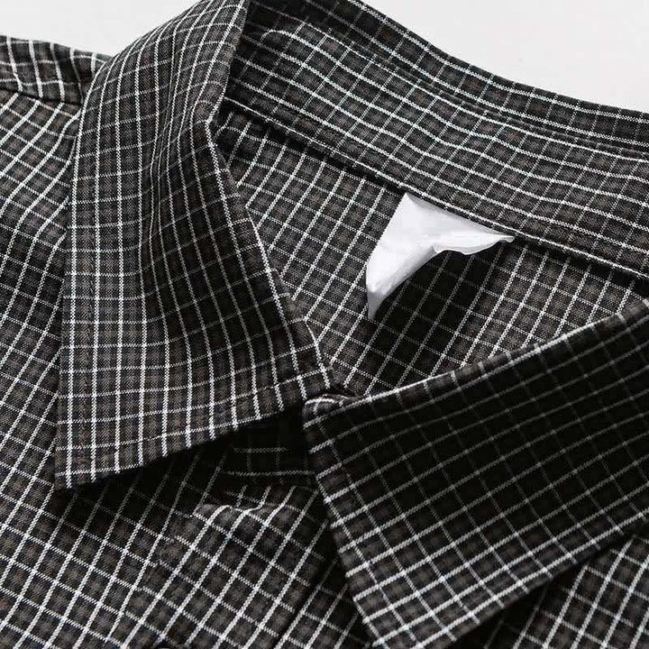 Buddha Stones Chemises à carreaux vintage à manches longues pour homme, avec poches, style printemps-automne - image 12