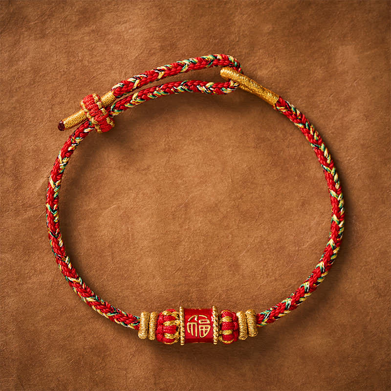 Buddha Stones Bracelet porte-bonheur à ficelle rouge en forme de personnage Fu - image 1