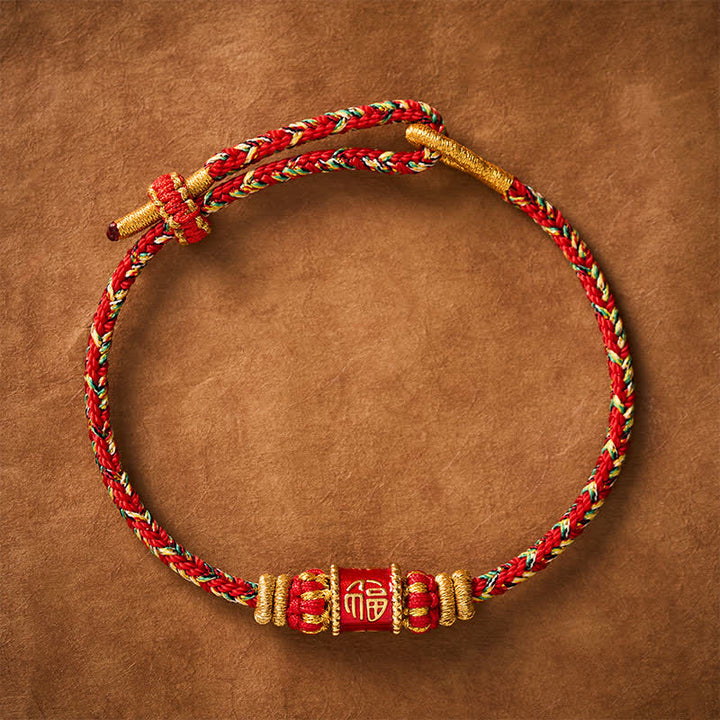 Buddha Stones Bracelet porte-bonheur à ficelle rouge en forme de personnage Fu - image 1