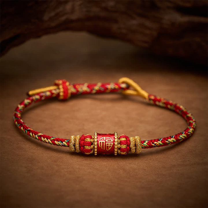 Buddha Stones Bracelet porte-bonheur à ficelle rouge en forme de personnage Fu - image 3