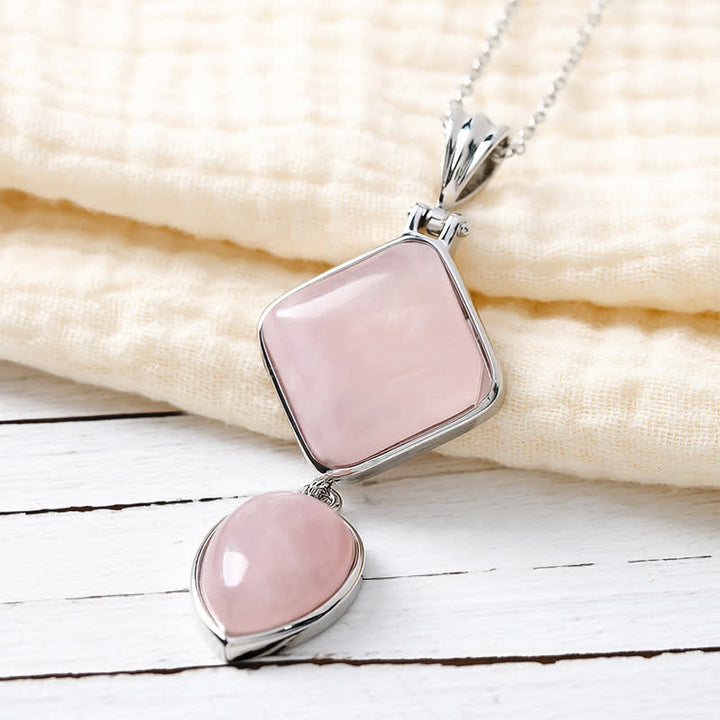 Buddha Stones Collier apaisant avec pendentif double en opale de pierre naturelle - image 1
