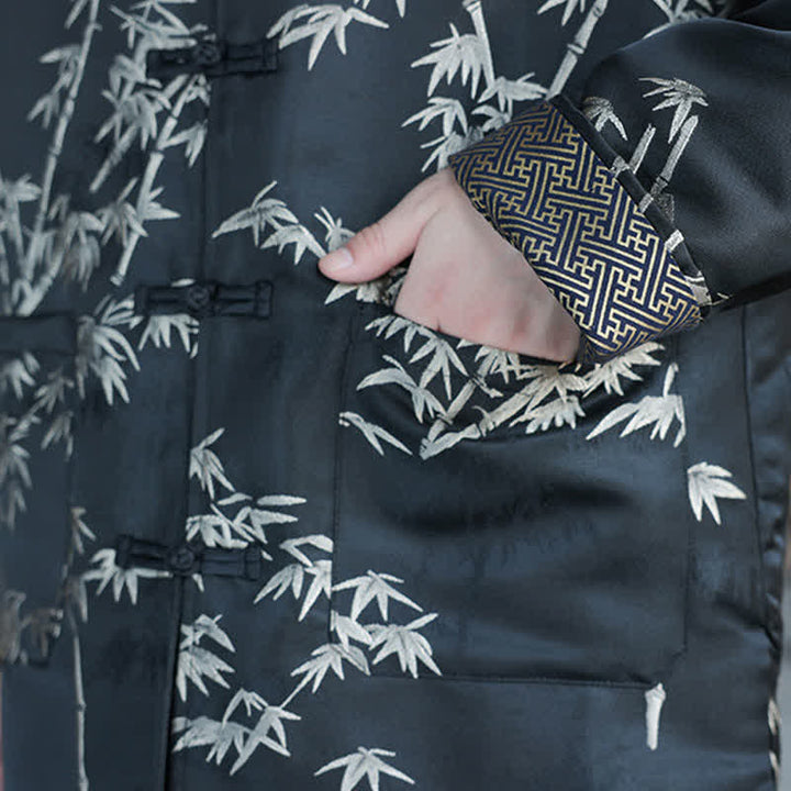 Buddha Stones Vestes homme automne-hiver style Tang vintage à col mandarin et imprimé grues avec poches - image 17