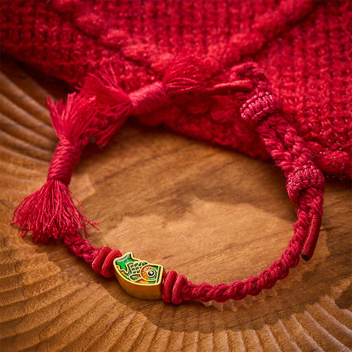 Buddha Stones Bracelet porte-bonheur en fil rouge avec motif de carpe koï - image 6