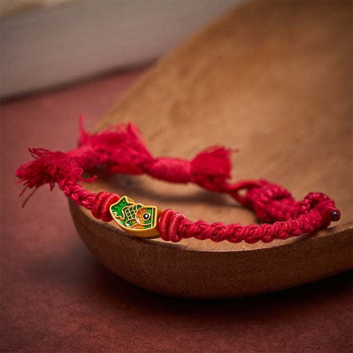 Buddha Stones Bracelet porte-bonheur en fil rouge avec motif de carpe koï - image 5