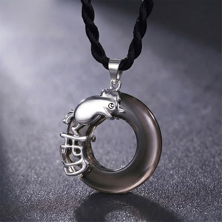 Buddha Stones Collier pendentif porte-bonheur avec boucle de la paix du zodiaque chinois - Coq - image 15