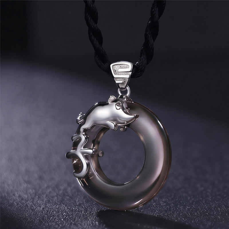 Buddha Stones Collier pendentif porte-bonheur avec boucle de la paix du zodiaque chinois - image 2