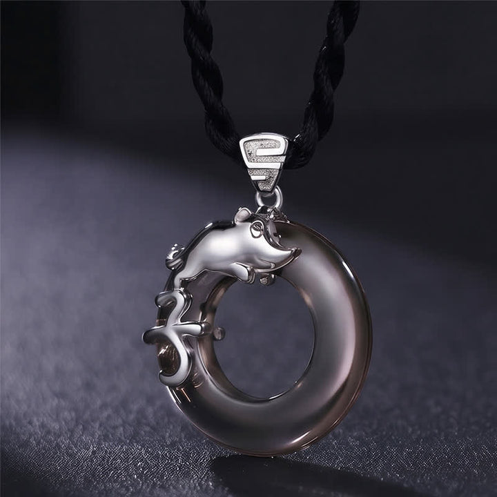 Buddha Stones Collier pendentif porte-bonheur avec boucle de la paix du zodiaque chinois - image 2