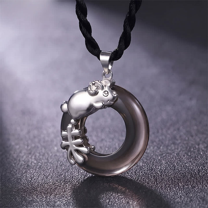 Buddha Stones Collier pendentif porte-bonheur avec boucle de la paix du zodiaque chinois - Chèvre - image 13