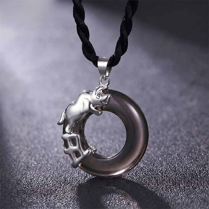 Buddha Stones Collier pendentif porte-bonheur avec boucle de la paix du zodiaque chinois - Bœuf - image 4