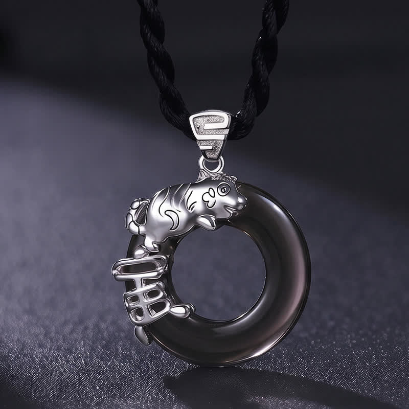Buddha Stones Collier pendentif porte-bonheur avec boucle de la paix du zodiaque chinois - Tigre - image 5