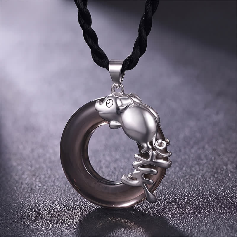 Buddha Stones Collier pendentif porte-bonheur avec boucle de la paix du zodiaque chinois - Cochon - image 17