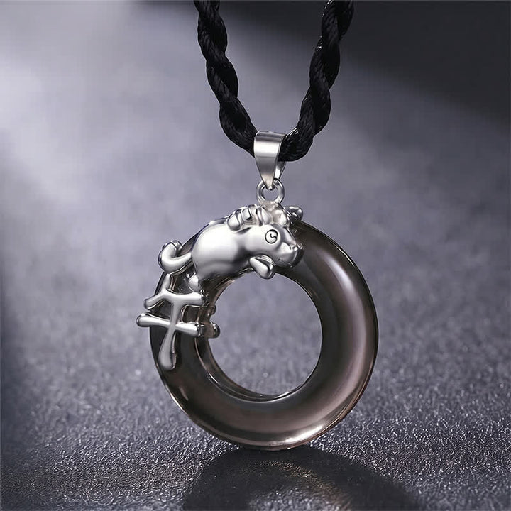 Buddha Stones Collier pendentif porte-bonheur avec boucle de la paix du zodiaque chinois - Cheval - image 12