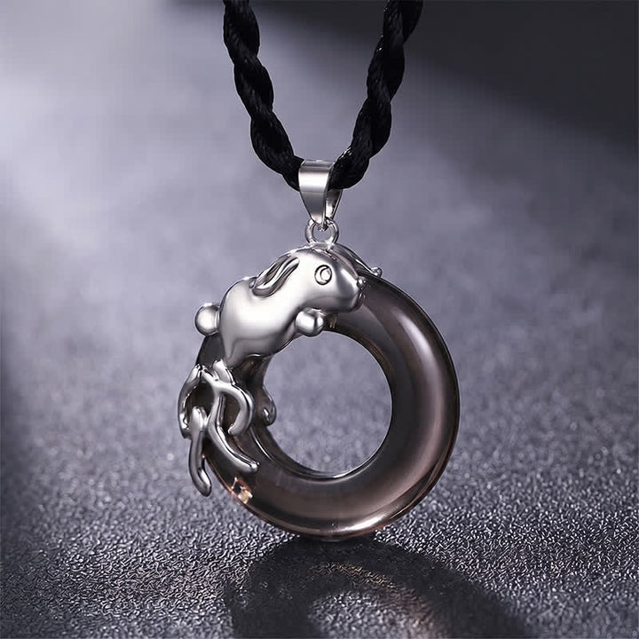 Buddha Stones Collier pendentif porte-bonheur avec boucle de la paix du zodiaque chinois - Lapin - image 6
