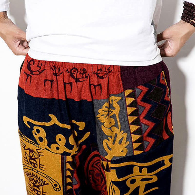 Pantalon harem pour homme avec poches, imprimé graffiti oiseau rouge-brun et Buddha Stones - image 8
