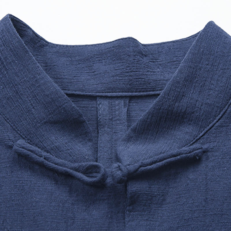Chemise homme décontractée à boutons grenouille, couleur unie, motif Buddha Stones - image 11