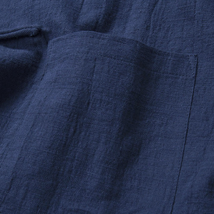 Chemise homme décontractée à boutons grenouille, couleur unie, motif Buddha Stones - image 13