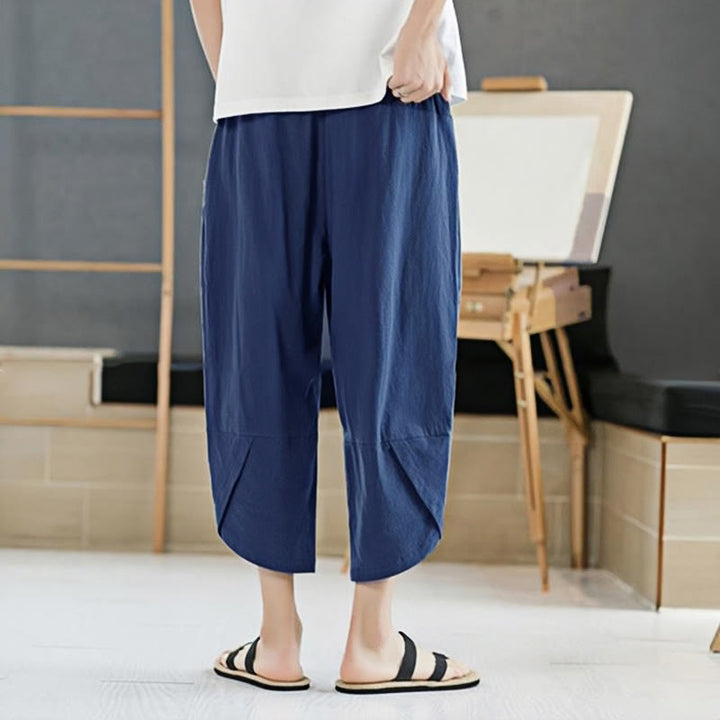 Pantalon d'été pour homme Buddha Stones, couleur unie, longueur 7-8, cordon de serrage, poches - image 25