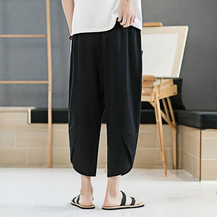 Pantalon d'été pour homme Buddha Stones, couleur unie, longueur 7-8, cordon de serrage, poches - image 10