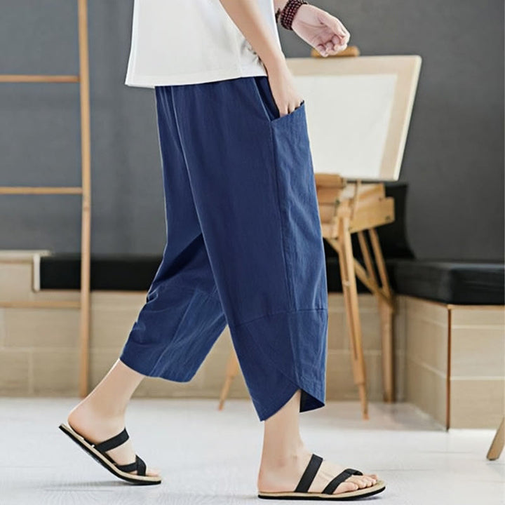 Pantalon d'été pour homme Buddha Stones, couleur unie, longueur 7-8, cordon de serrage, poches - image 24