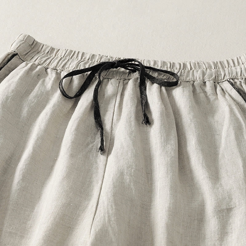 Pantalon harem d'été décontracté pour femme, couleur unie, à cordon de serrage et poches, motif Buddha Stones - image 2
