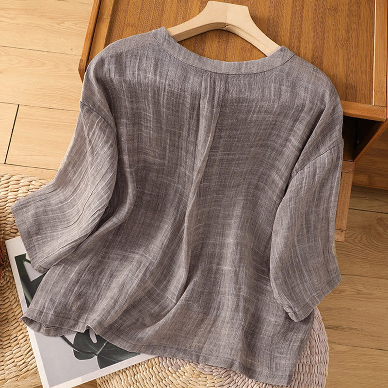 T-shirt d'été décontracté à col rond et manches trois-quarts pour femme , Buddha Stones - image 17