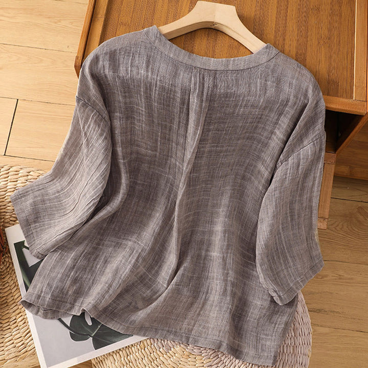 T-shirt d'été décontracté à col rond et manches trois-quarts pour femme , Buddha Stones - image 17