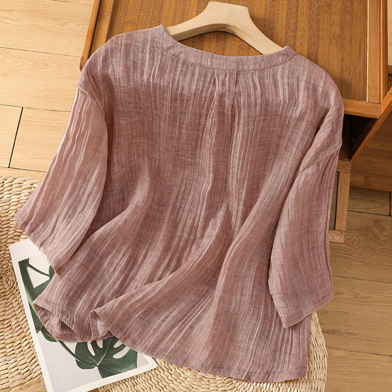 T-shirt d'été décontracté à col rond et manches trois-quarts pour femme , Buddha Stones - image 25