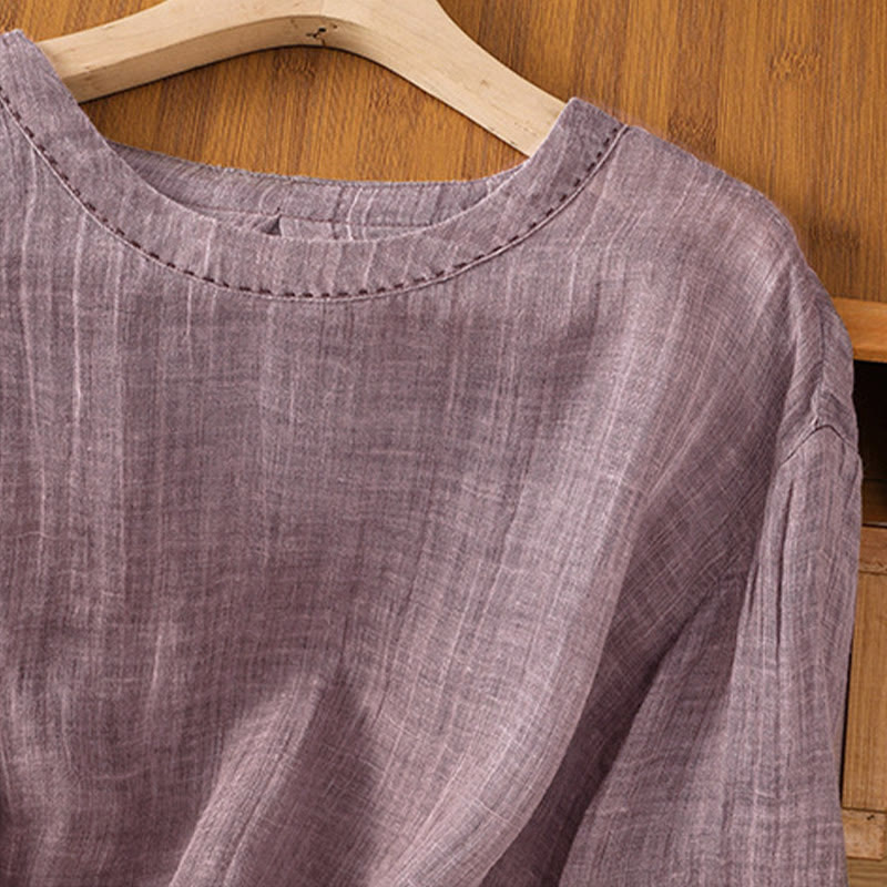 T-shirt d'été décontracté à col rond et manches trois-quarts pour femme , Buddha Stones - image 12