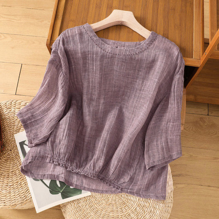 T-shirt d'été décontracté à col rond et manches trois-quarts pour femme , Buddha Stones - Orchidée moyenne - US12，UK/AU16，EU44 (2XL) - image 8