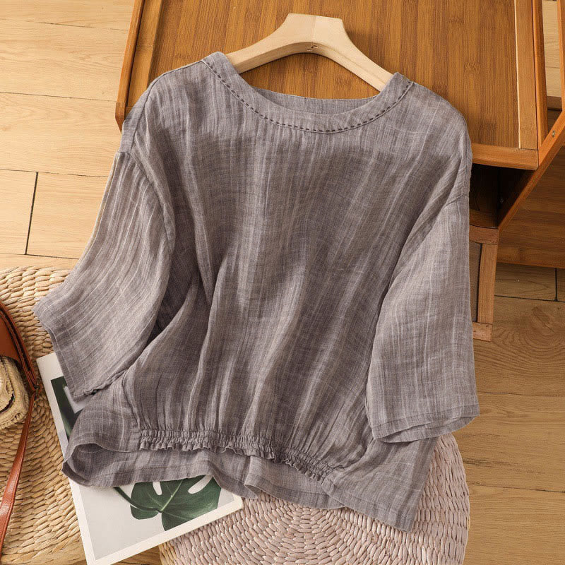 T-shirt d'été décontracté à col rond et manches trois-quarts pour femme , Buddha Stones - Tanné - US12，UK/AU16，EU44 (2XL) - image 16