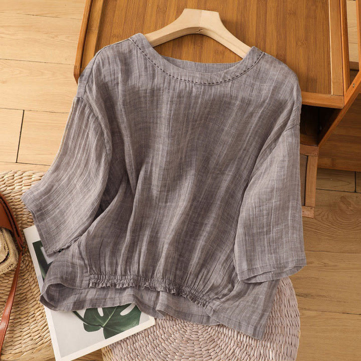 T-shirt d'été décontracté à col rond et manches trois-quarts pour femme , Buddha Stones - Tanné - US12，UK/AU16，EU44 (2XL) - image 16