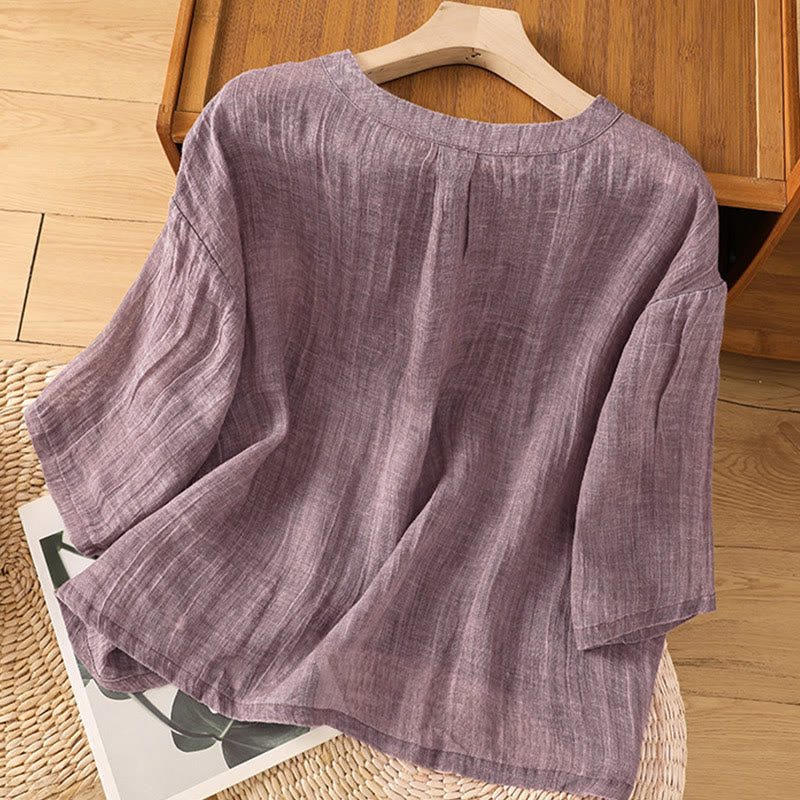 T-shirt d'été décontracté à col rond et manches trois-quarts pour femme , Buddha Stones - image 9