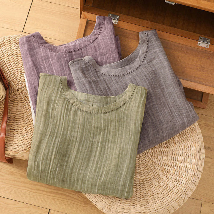 T-shirt d'été décontracté à col rond et manches trois-quarts pour femme , Buddha Stones - image 30