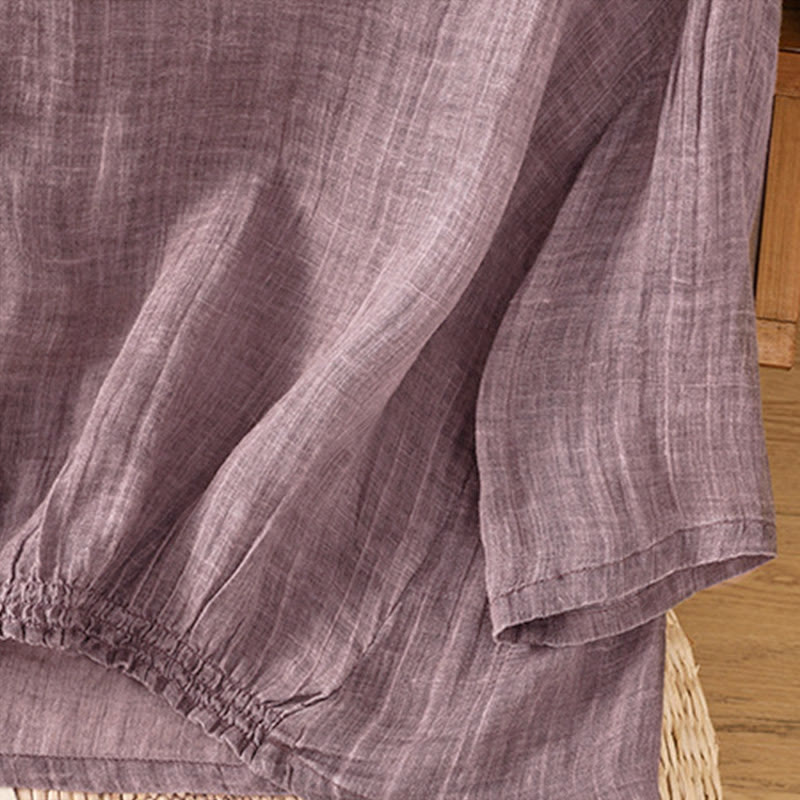 T-shirt d'été décontracté à col rond et manches trois-quarts pour femme , Buddha Stones - image 15