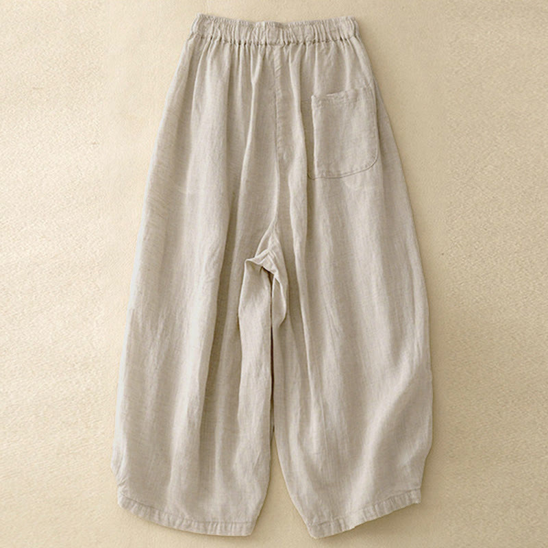 Pantalon Capri court harem à taille élastique et poches pour femme, motif Buddha Stones - image 1