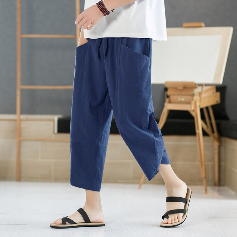Pantalon d'été pour homme Buddha Stones, couleur unie, longueur 7-8, cordon de serrage, poches - SteelBlue - US/UK/AU46，EU56 (5XL) - image 21