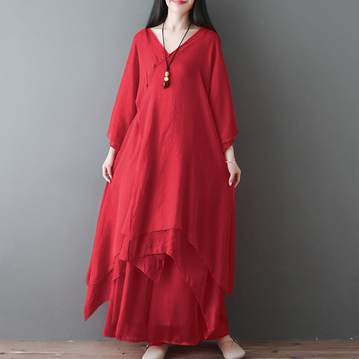 Robe tunique midi à col en V, pantalon large, Buddha Stones , vêtements de méditation, de zen et de danse - image 10