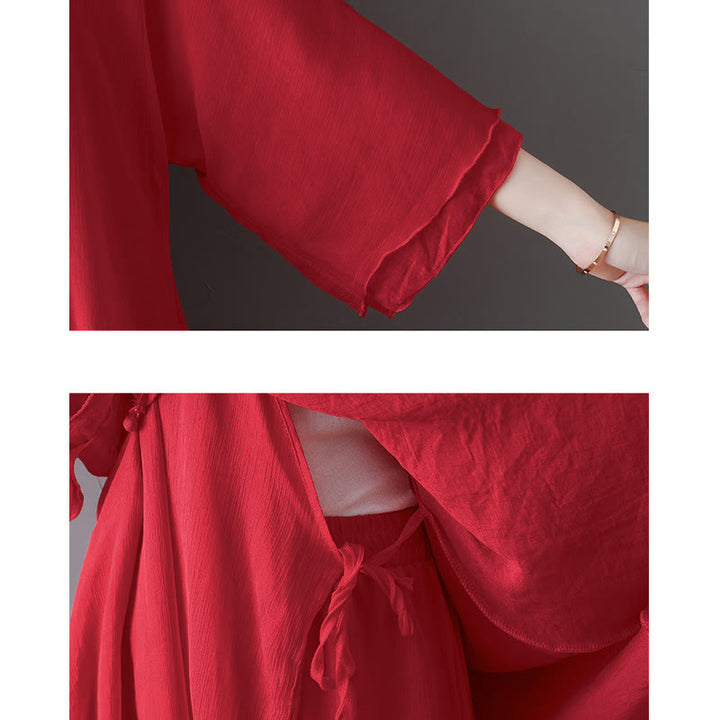Robe tunique midi à col en V, pantalon large, Buddha Stones , vêtements de méditation, de zen et de danse - image 15
